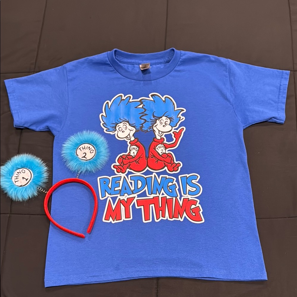 NWT THE GREAT & LOVED thing 1 and thing 2 DR. Suess’s Blue Kids Shirt